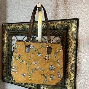 Bueno Bag - Suede Embroidered Floral with Rhinestone accents-Shoulder Bag